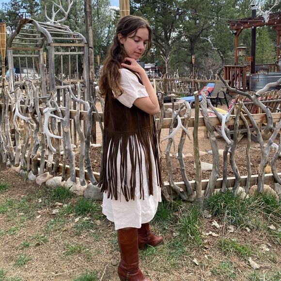 Vintage Suede Leather Fringe Vest - Picture 1 of 4